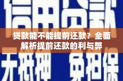 汉寿贷款能不能提前还款？全面解析提前还款的利与弊